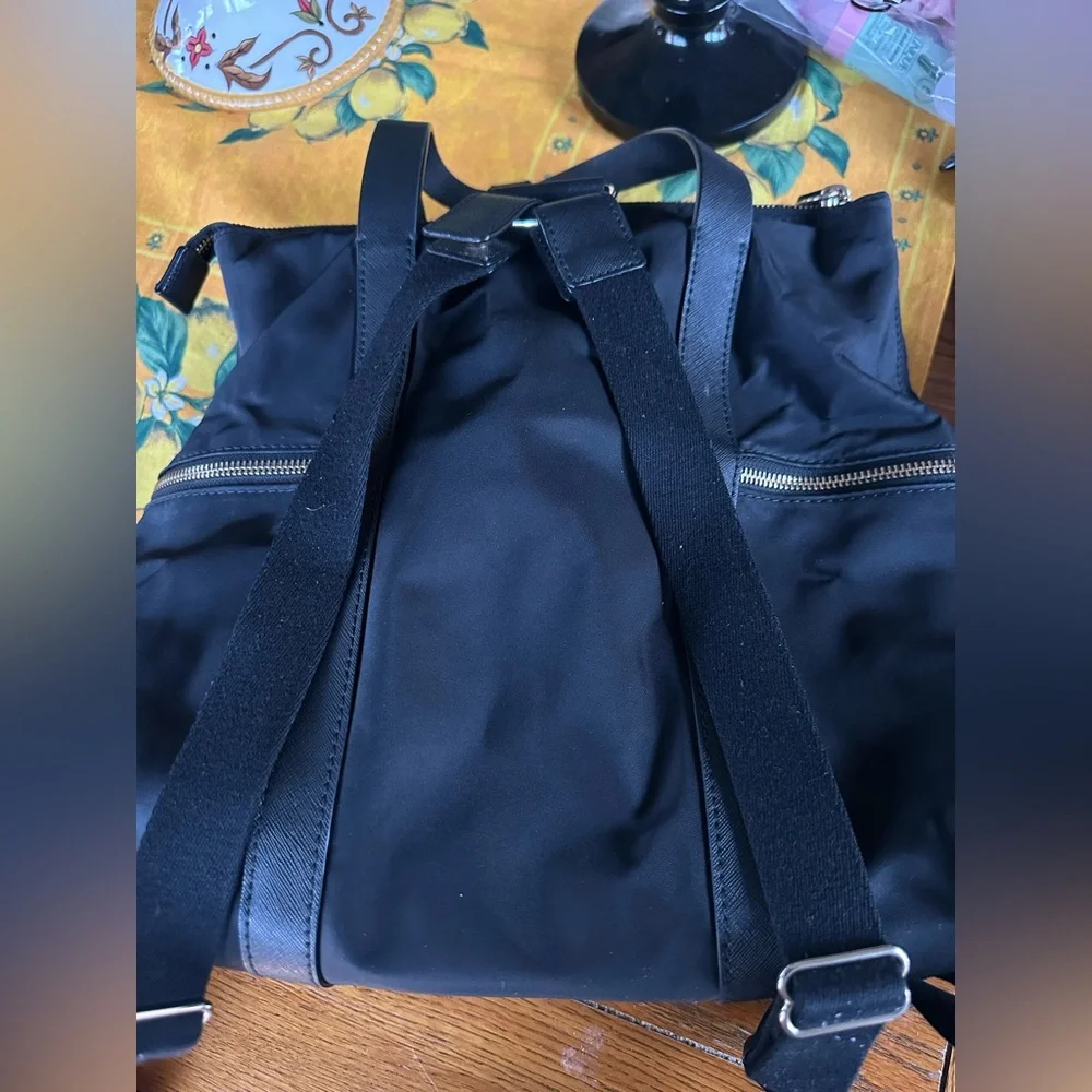 Henri Bendel Jetsetter 3 Way Convertible Backpack Black w/ Saffiano Leather Trim